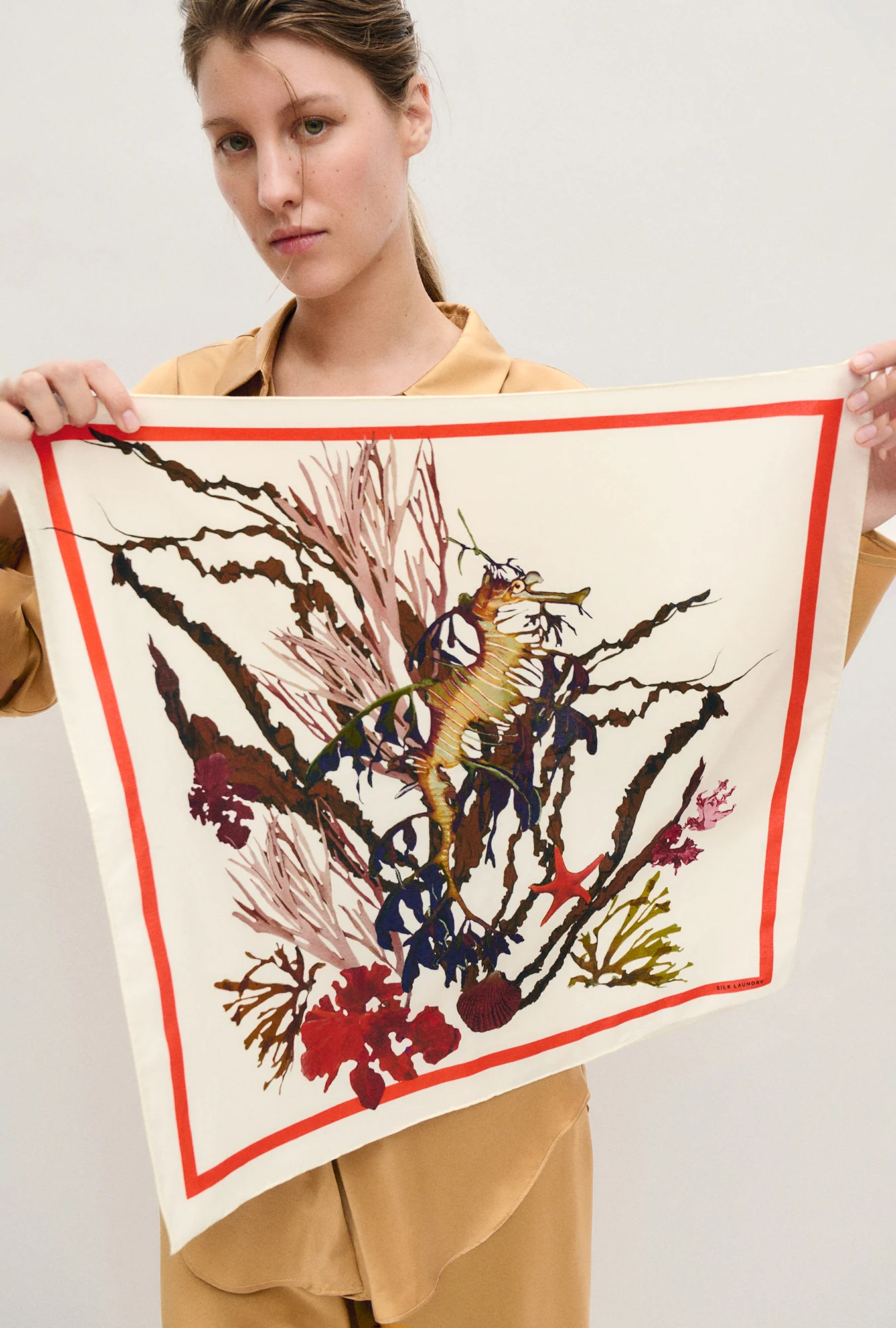 Cotton Silk Scarf Seahorse - Image 3