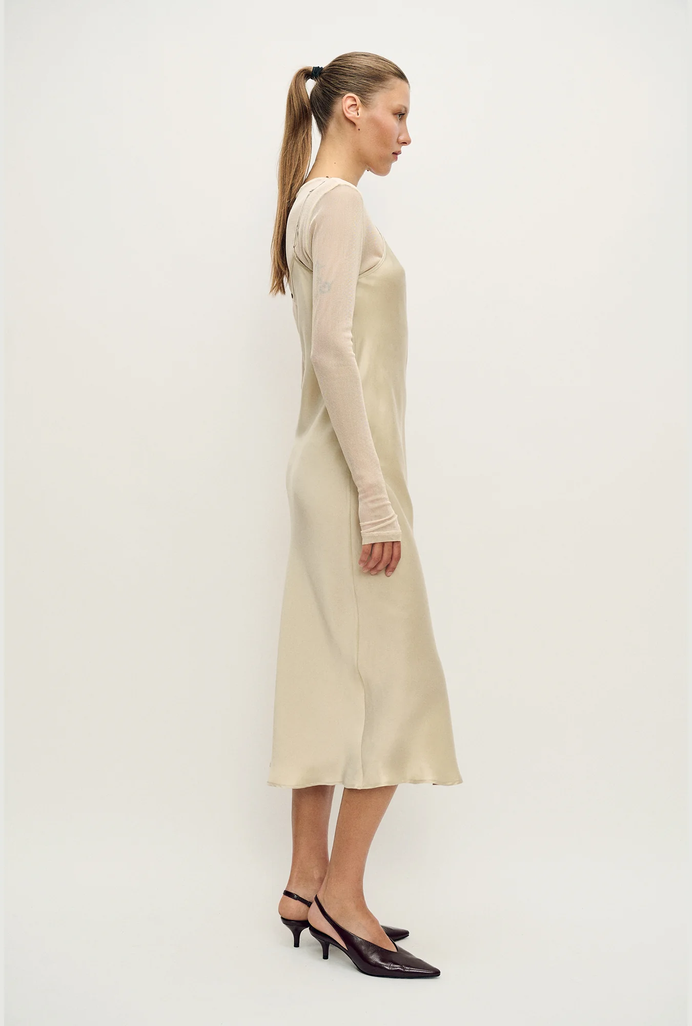 Mesh Long Sleeve Top Hazelnut - Image 4
