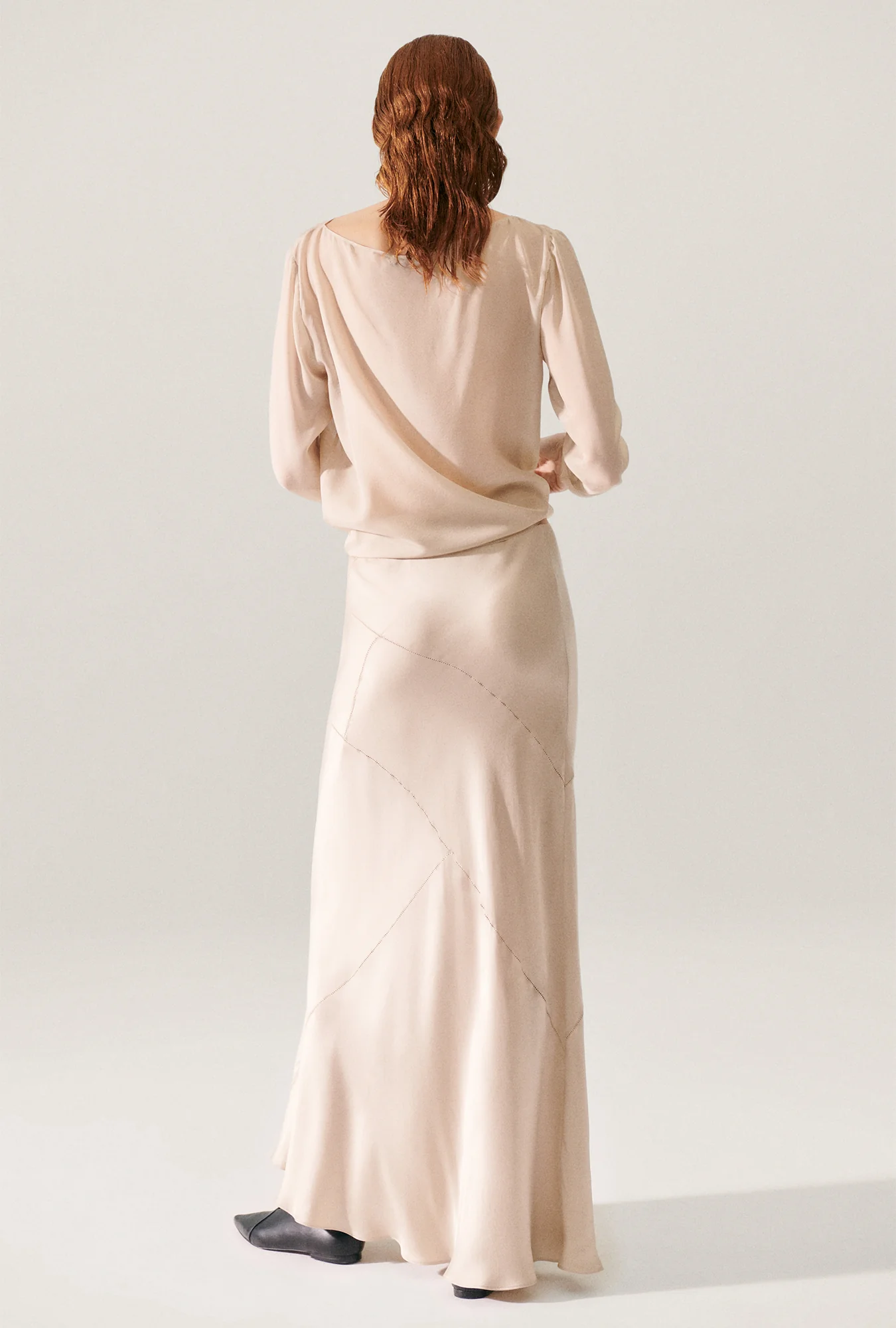 Splice Long Bias Cut Skirt Hazelnut - Image 3