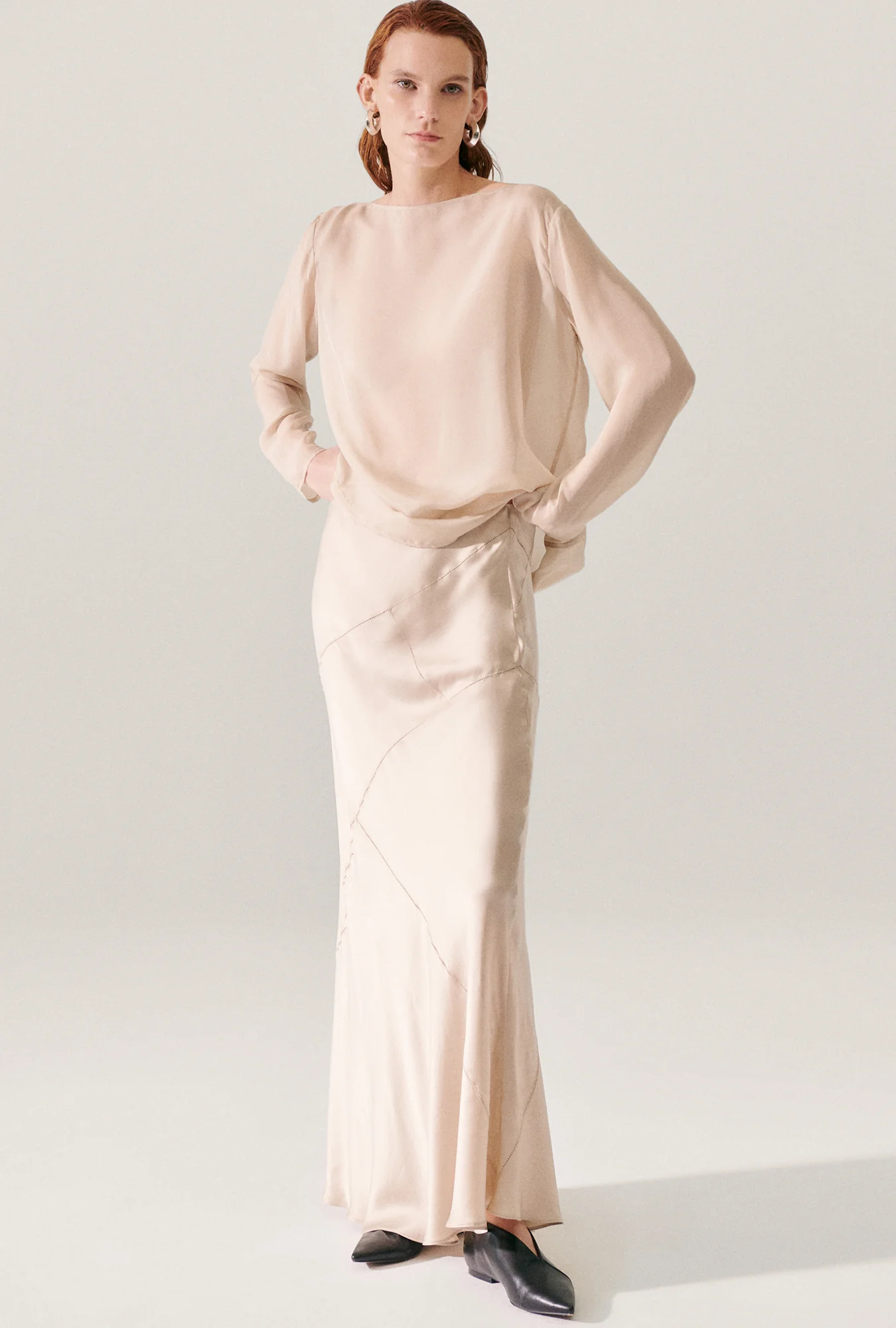 Splice Long Bias Cut Skirt Hazelnut - Image 5
